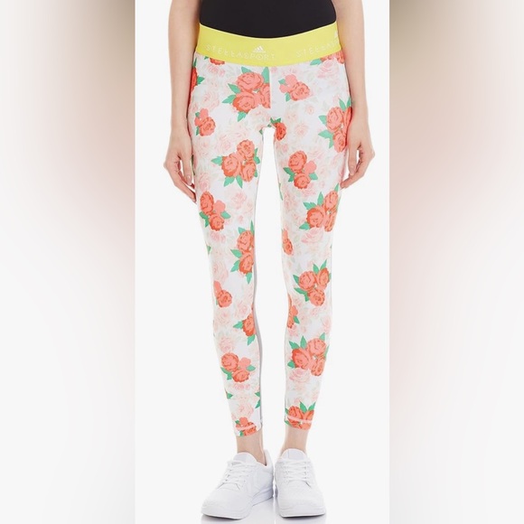 Adidas Stellasport Printed Sport Tights in Multicolored/ White/Bright Yellow - Picture 2 of 9